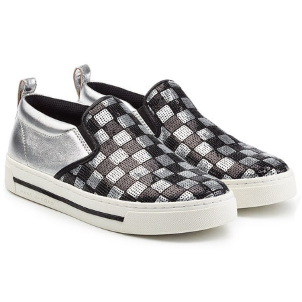 marc Jacobs silver checkered sneakers